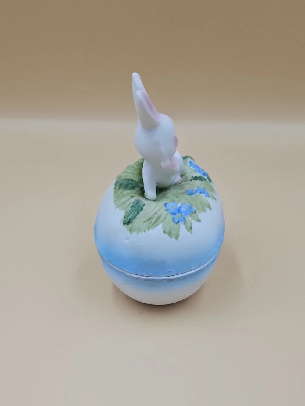 Bunny Trinket Box in White and Blue